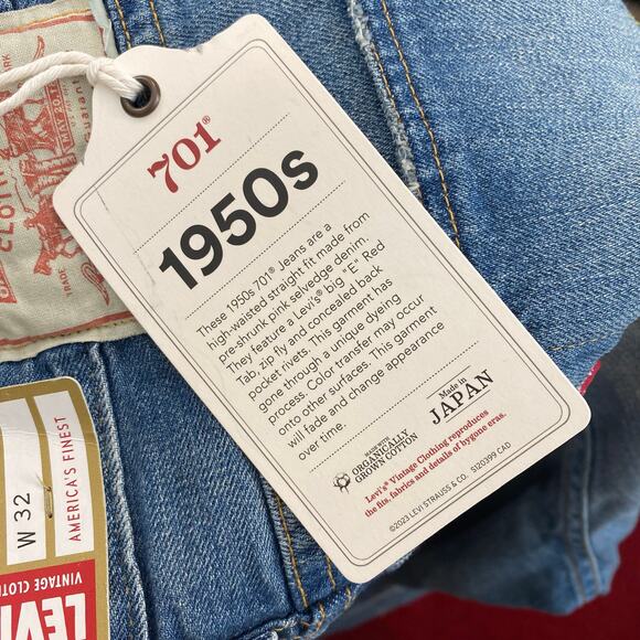 Levi's Vintage Made in Japan 100% Cotton 1950s 701 High Waist Straight Leg Jeans - Picture 8 of 11